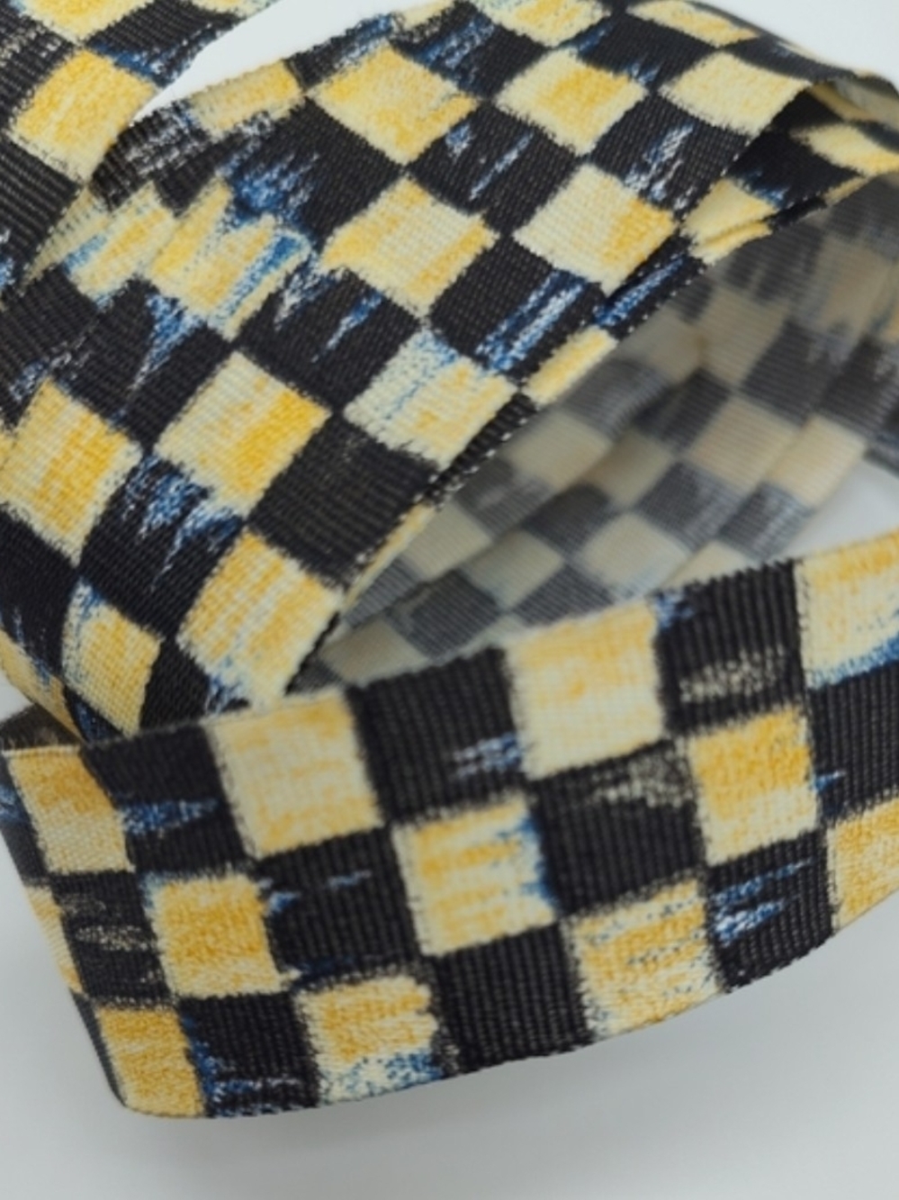 MACKENZIE-CHILDS Courtly Check Ribbon 10 Yards 1” Retired Taffeta Yellow OOP - Picture 3 of 4